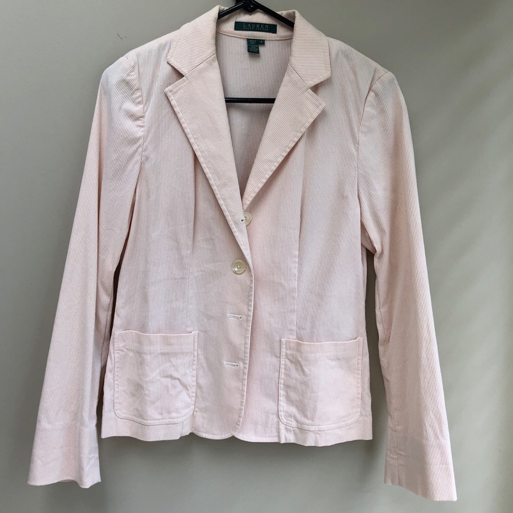 Coral striped summer blazer Small